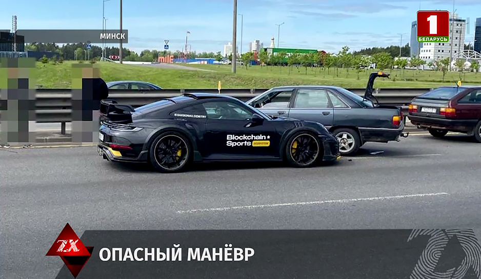 Audi столкнулся с Porsche на МКАД в Минске