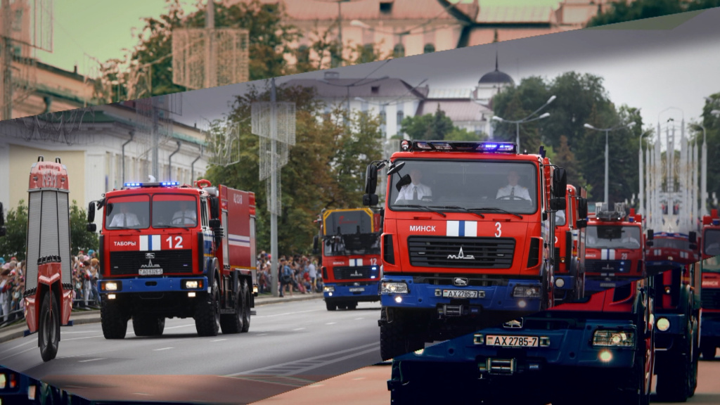 Парад, выставка раритетной техники, водная феерия - в Минске прошли мероприятия, посвященные 170-летнему юбилею белорусской пожарной службы 