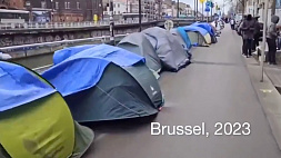 В Брюсселе беженцы из Африки и Азии разбили сотни палаток