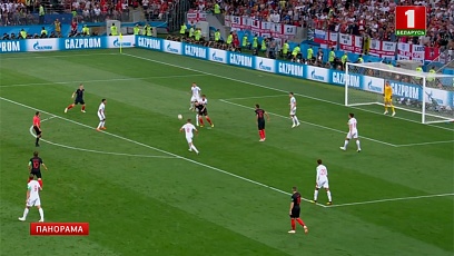 Першы тайм матча Англія - Харватыя падыходзіць да канца. Лік - 1:0
