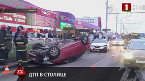 В Минске опрокинулся автомобиль - ДТП переросло в крупную пробку