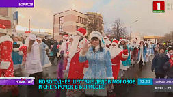 Более сотни Дедов Морозов и Снегурочек прошли по главным улицам Борисова