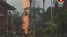 Пожар на нелегальной нефтяной скважине в Индонезии