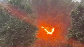 В Минске молния ударила в дерево и оно вспыхнуло - видео 