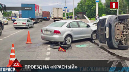 После ДТП на Партизанском проспекте  в Минске перевернулся автомобиль - обошлось без пострадавших