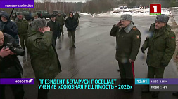Лукашенко посещает учение "Союзная решимость - 2022" на полигоне под Осиповичами