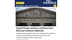 В 2022 в Дании не ограбили ни одного банка. Впервые в истории