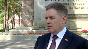 У мемориала "Масюковщина" юные патриоты вместе с вице-премьером Игорем Петришенко почтили память героев