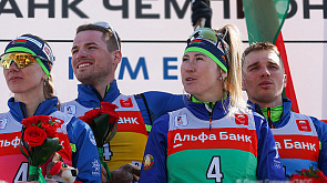 Белорусы победили в смешанной эстафете на чемпионате России по биатлону
