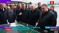 Александр Лукашенко посещает новый завод по производству картона в Добруше