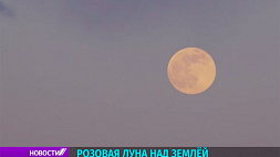 Розовая Луна над Землей