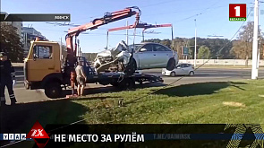 В Минске пьяный водитель протаранил на светофоре авто