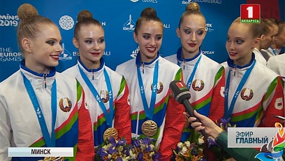Belarus national rhythmic gymnastics team wins gold in group all-around